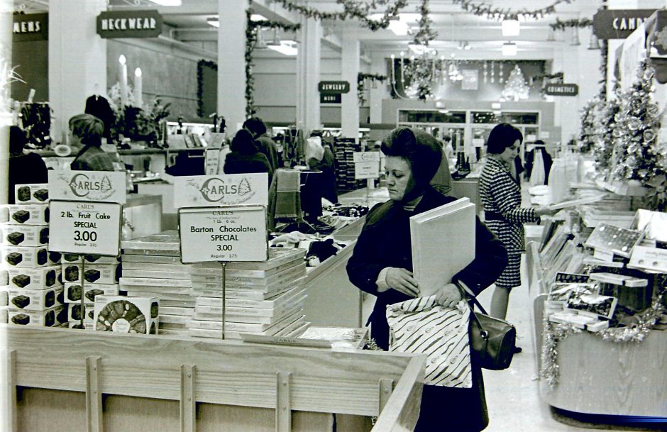 Shoppers at the Carl Co. department store, Schenectady, c. 1950s